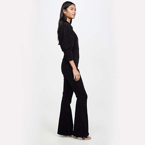 WeWoreWhat Corduroy Puff Sleeve Flare Jumpsuit, XS - Picture 2 of 11